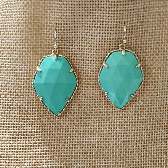 Kendra Scott Green Turquoise and Gold Corley Earrings - Picture 3 of 6